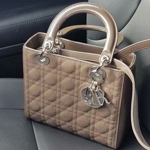 Lady Dior in dark caramel medium patent leather